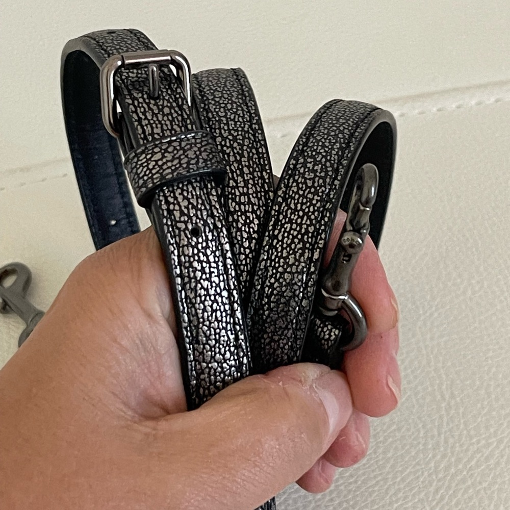 Coach Dark Gray Charcoal Leather Crossbody Replacement Strap